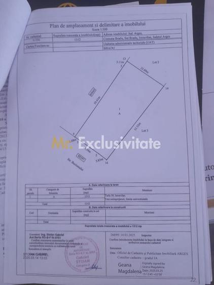 Teren intravilan Bradu 1312 mp 2 deschideri