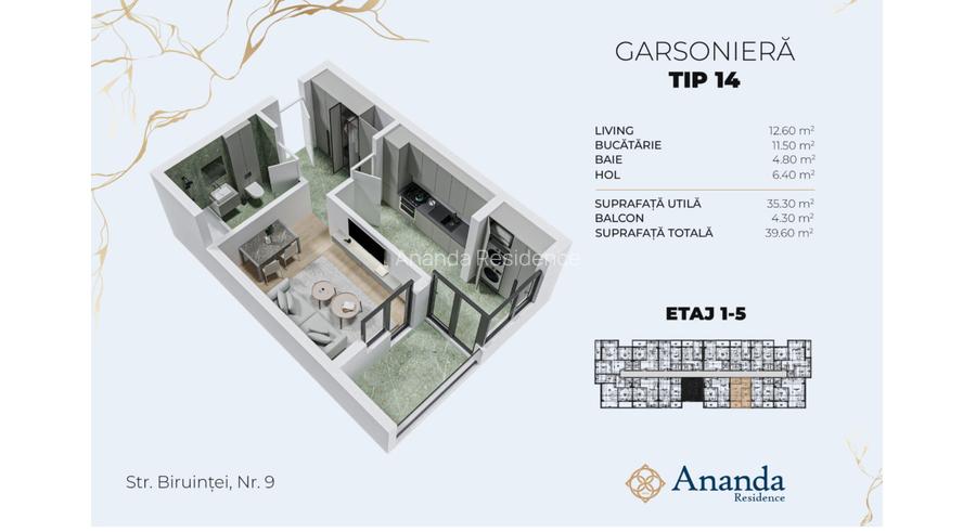 Direct dezvoltator I Garsonieră confort modern I Ananda Residence - 1