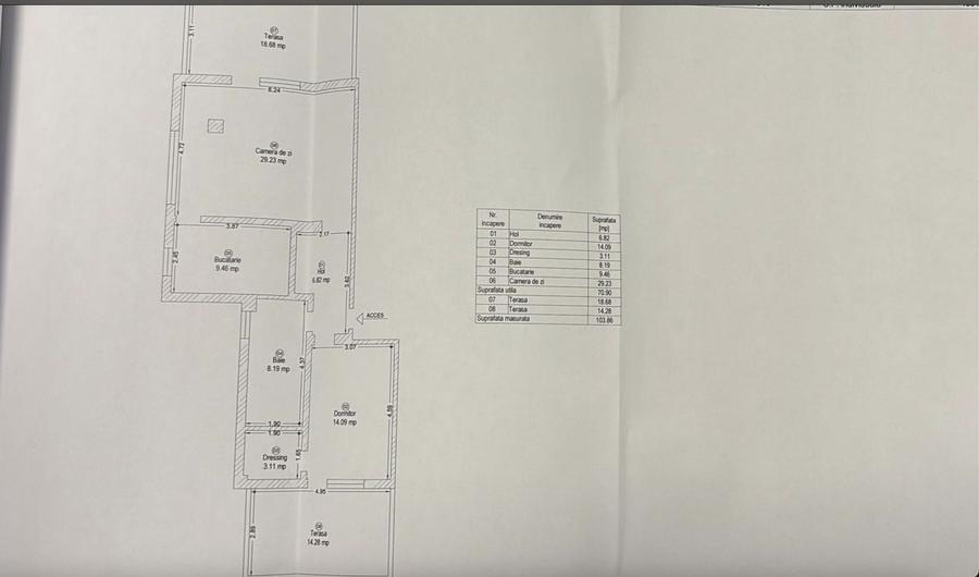 Apartament 2 camere cu terase de 33 mp