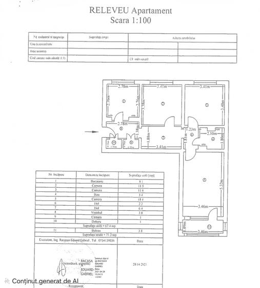 Apartament de 3 camere decomandate