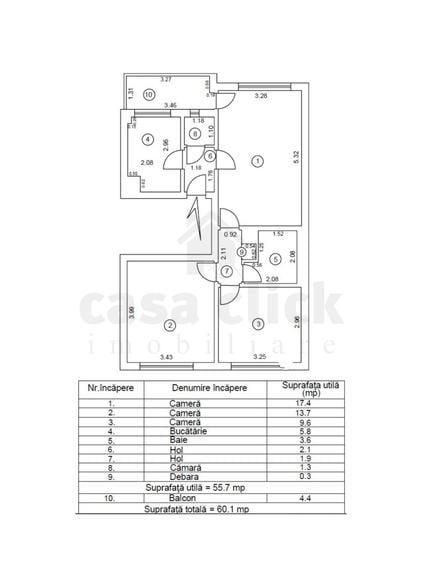 Apartament cu 3 camere – etaj intermediar, zonă ultracentrală Spicu