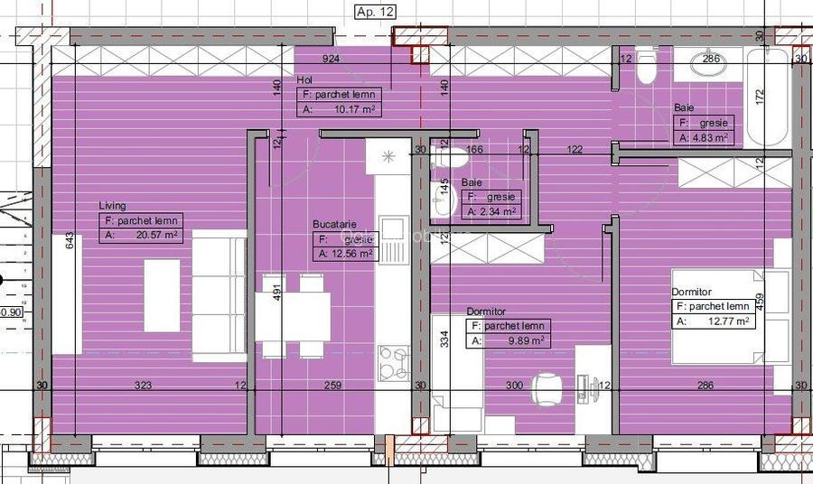 Apartament 3 camere, 2 bai, loc  parcare si boxa depozitare FINALIZAT - 12