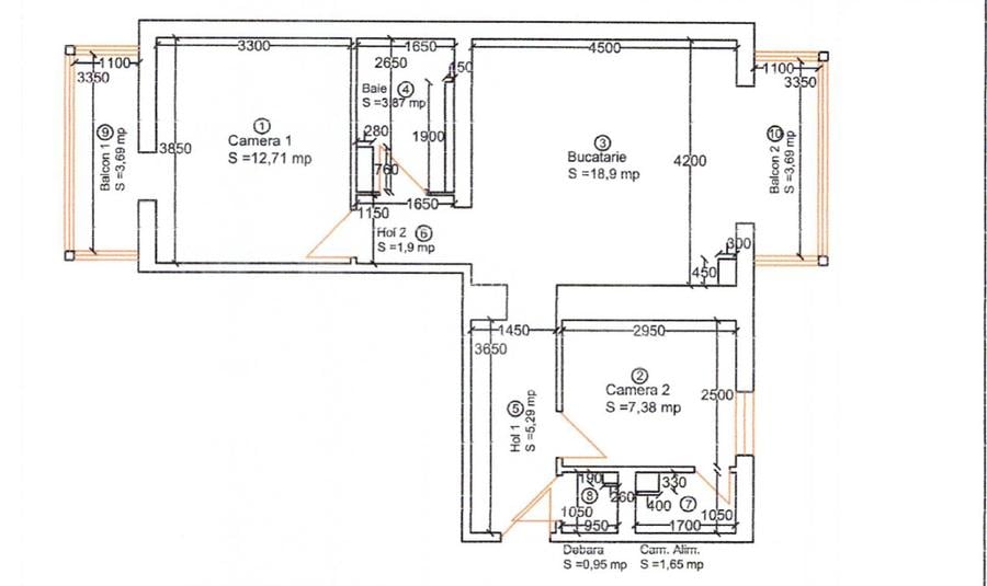 Apartament 3 camere, 60 mp, zona Piata Traian