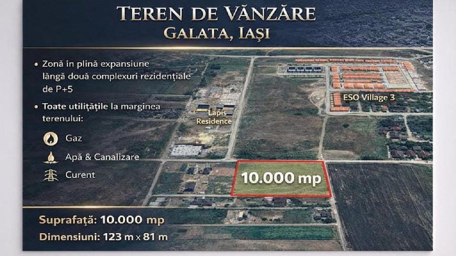Oportunitate UNICA - Teren 10.000 mp - Zona Galata - IASI