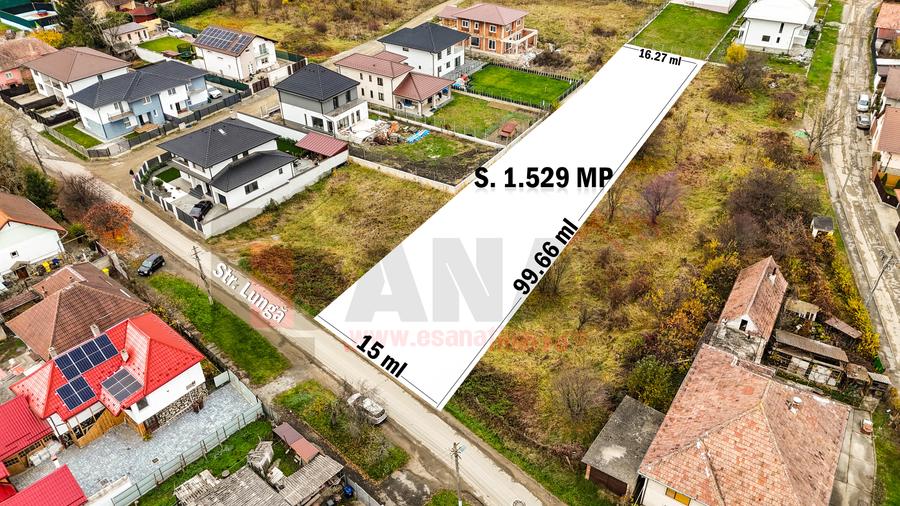 Cash sau 5-6 RATE: Teren Intravilan, asfalt, 1529mp, utilitati|SkyView