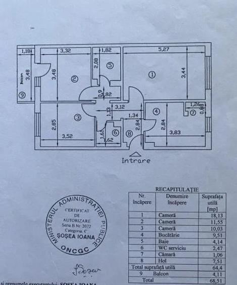 Apartament 3 camere decomandat zona metrou Gorjului