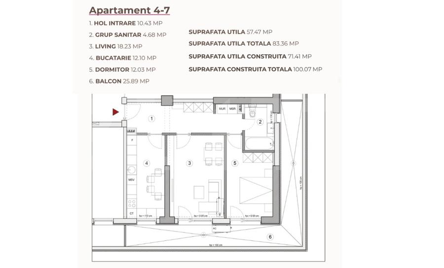 Apartament 2 camere, 82.92 mp, ansamblu 0% Comision Achiziție, Calea Severinului