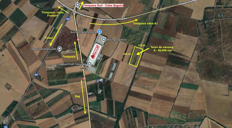 Teren extravilan 80.000 mp – lângă calea ferată & Profi Logistic – Șag