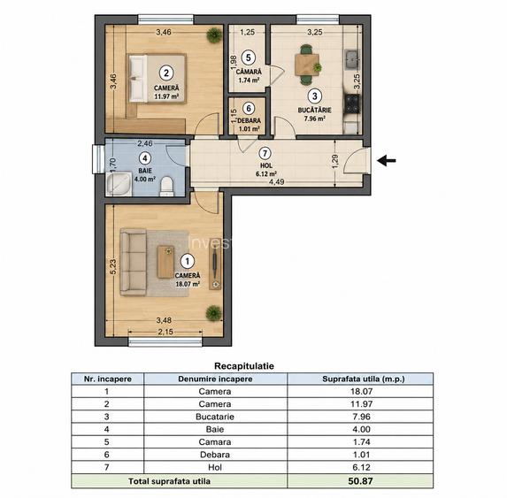 Apartament 2 camere decomandat, parter înalt, Podu Iloaiei – zonă centrală - 9