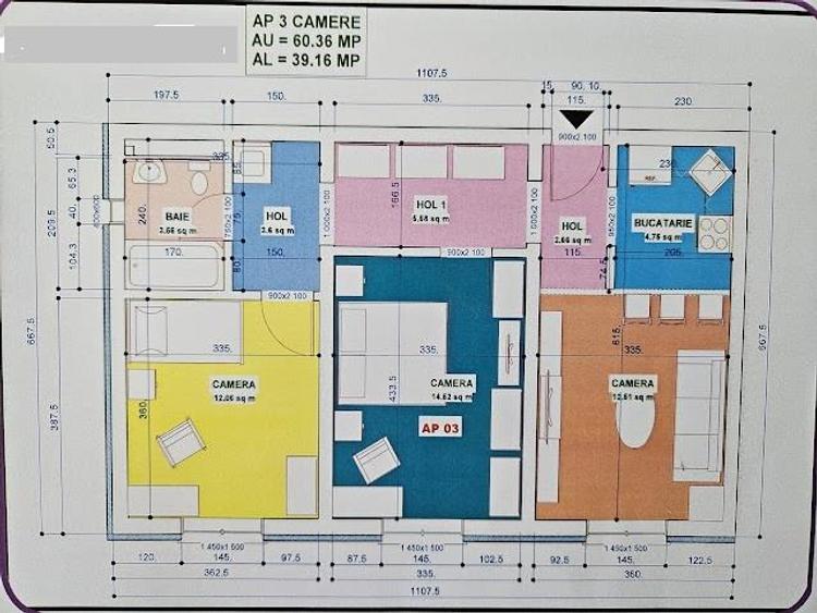 Vanzare apartament NOU 3 camere in Unirii cu parcare proprie.