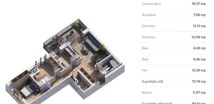 Apartament 3 camere | F LUMINOS |METROU N. TECLU