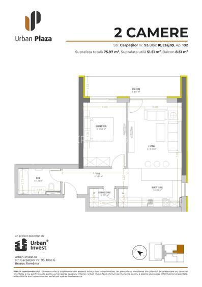 Apartament 2 camere open space, ultimul etaj - Urban Plaza, Astra - 1