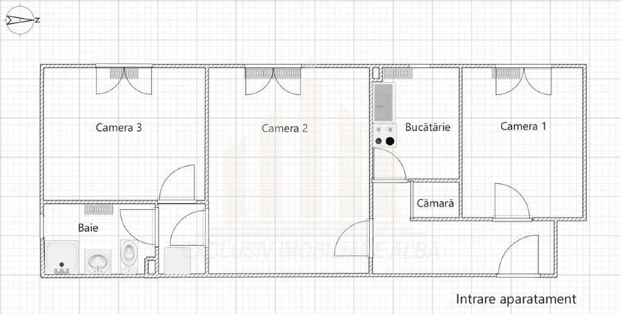 Apartament cu 3 camere | De vanzare | 49 mp | Cetate