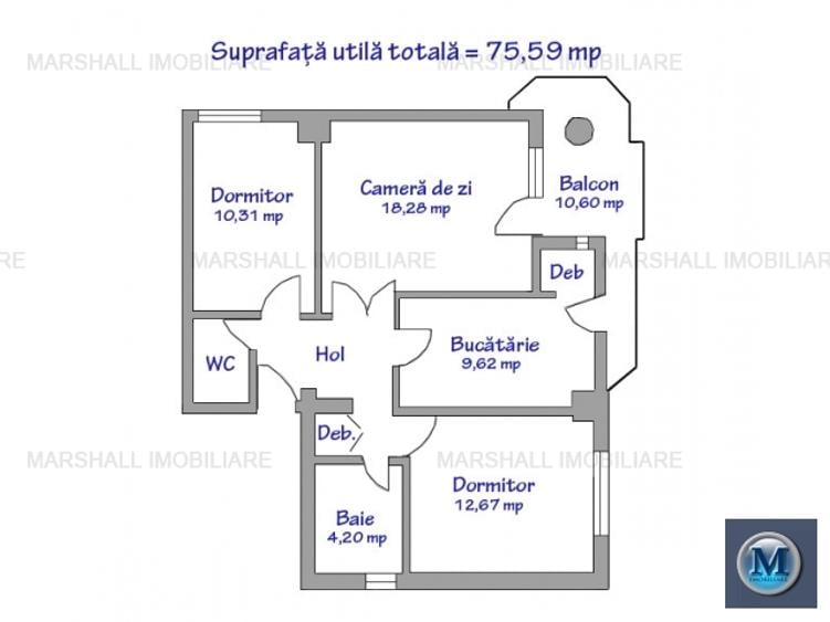 Apartament 3 camere de vanzare, zona Republicii, 86.91 mp #15619