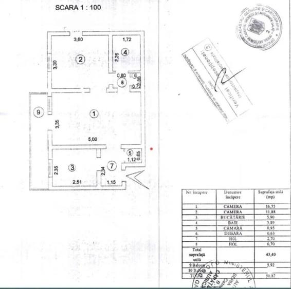 Apartament 2 camere semidecomandat – Parter – Mazepa 1