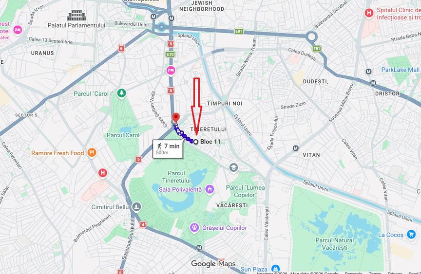 Garsonieră decomandată | Tineretului | Str. Poenari nr. 1 | Etaj 1 | 7min metrou