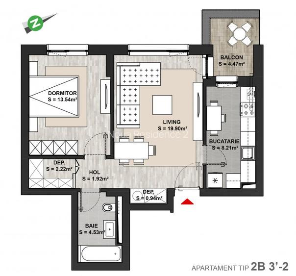 Apartament cu 2 camere finalizat si intabulat, Noua Residence - 4