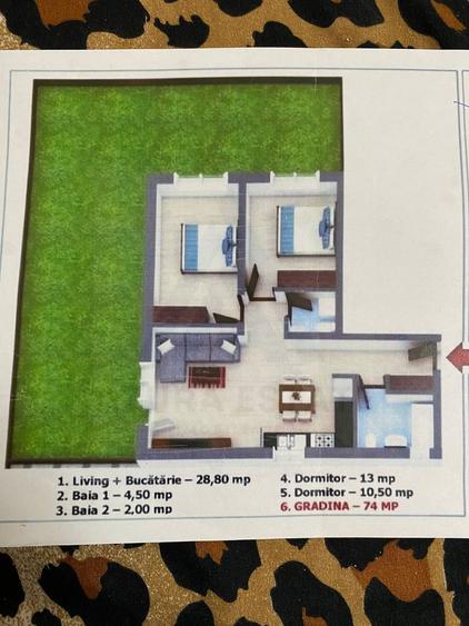 Apartament cu 3 camere 2 bai si curte individuala 74 mp în Șelimbăr