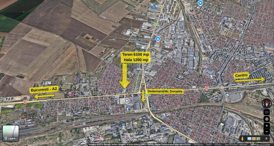 Hala 1200 mp si curte 6100 mp in Constanta intrare de pe A2 Bd. IC Bratianu