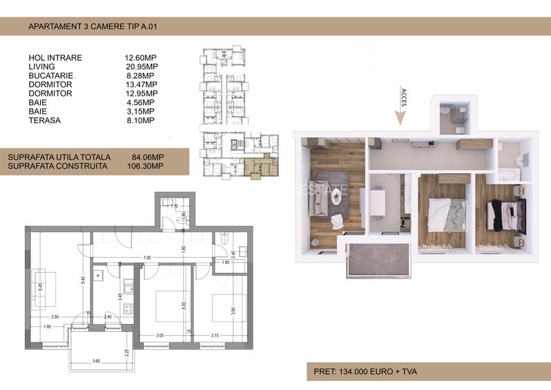 Apartament 3 camere Drumul Cooperativei, Bucuresti (134.000€ +TVA) - 4