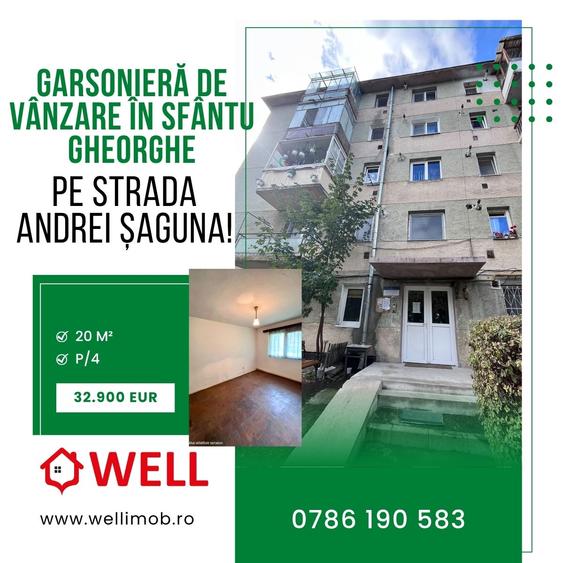 Garsonieră de vânzare în Sfântu Gheorghe, pe strada Andrei Șaguna!