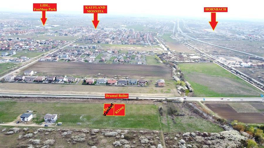 Teren pentru cladire cu 6ap - Acces la Drumul Boilor - Mosnita - 100e/mp+TVA