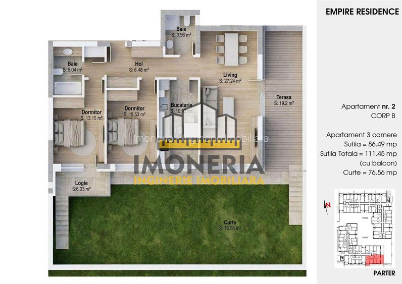 Empire Tornadei 2 – 0% Comision – 3 camere spațioase, 101 mp total - 8