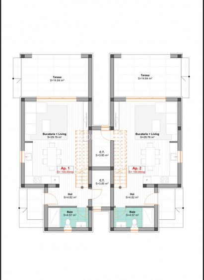 DIRECT DEZVOLTATOR, DESPARTIT PRIN C.T, 4 CAMERE - 12