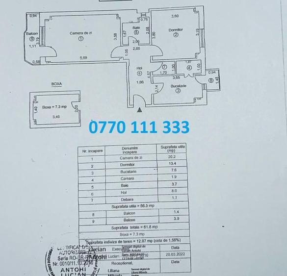 Apartament 2 camere confort 1 Dorobantilor, suprafata totala 61mp