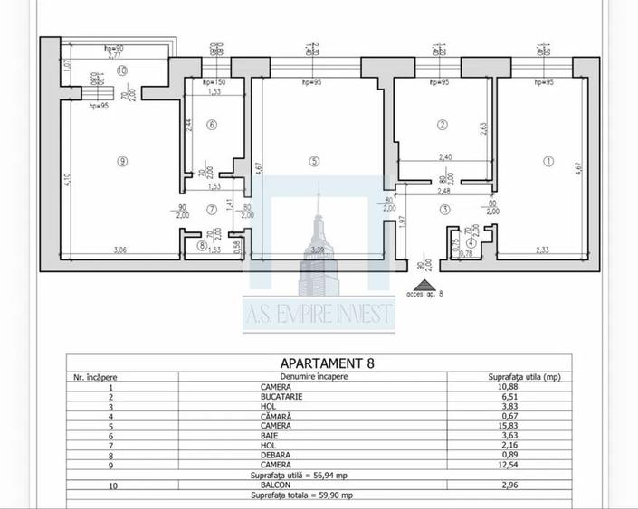 Apartament 3 camere , 60mp, Etj 2/3 - zona Râșnov/ISR