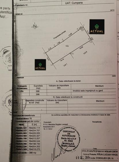 TEREN CUMPANA| 398mp| CENTRAL|IDEAL CASA|