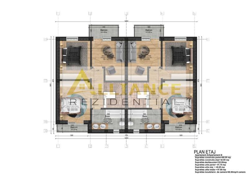 Casa tip Duplex - 2 dormitoare - 2 bai - 325 mp teren