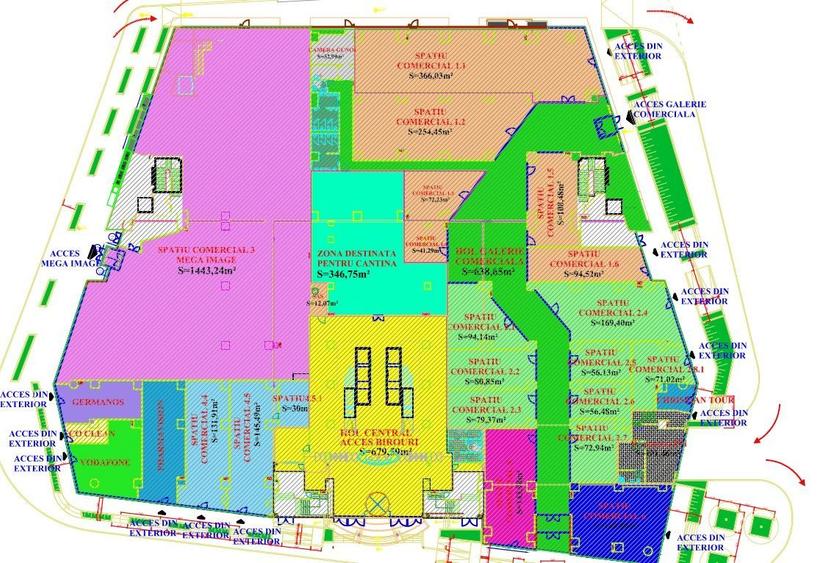 Spatiu comercial la parterul unui centru comercial 70mp Sura Mare