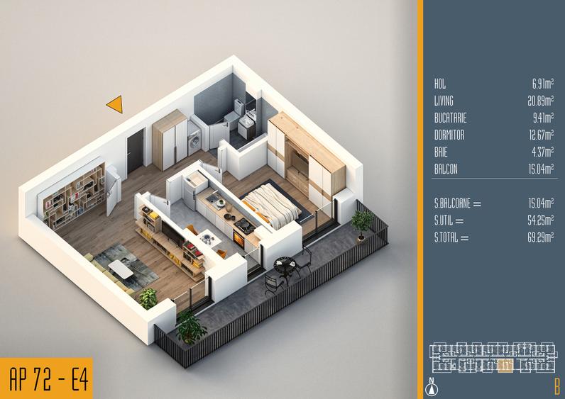 Apartament 2 camere | Decomandat | Incalzire in pardoseala | Direct Dezvoltator