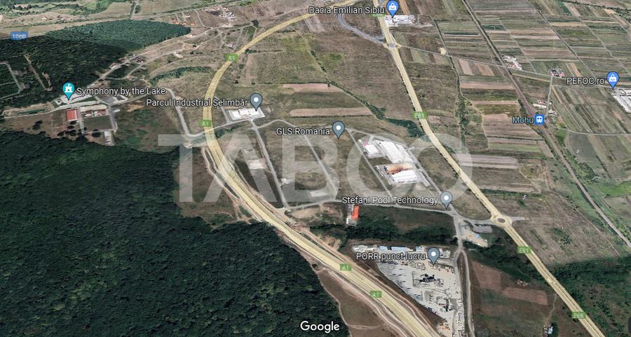 Teren intravilan industrial 1886 mp deschidere 33 m POT 40% CUT 1,2