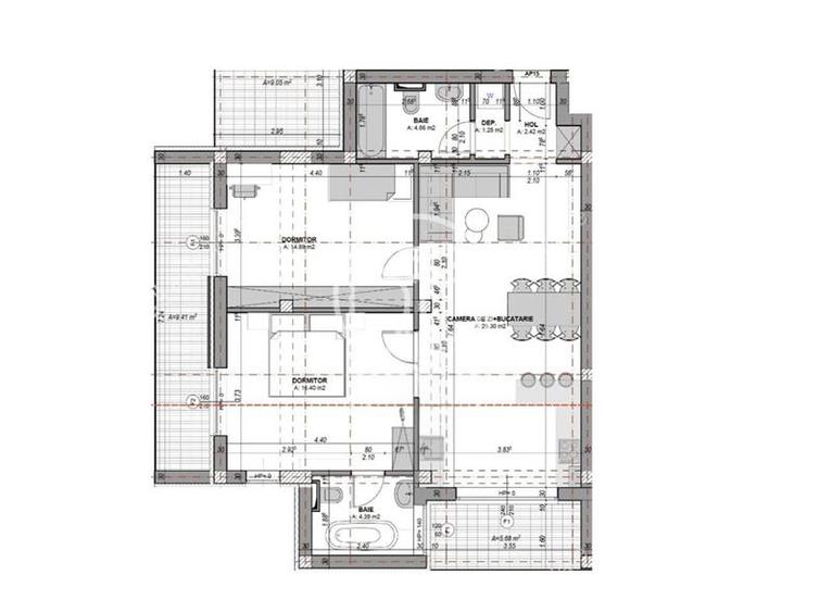 Apartament cu 3 camere 2 bai loc privat de parcare 72mp utili Turnisor
