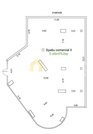 De închiriat spațiu comercial | SU 275 mp, înălțime de 4 m | Zona Florești