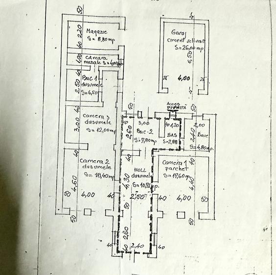 Casa 3 camere , garaj , teren 500 mp- Rusu Sirenu