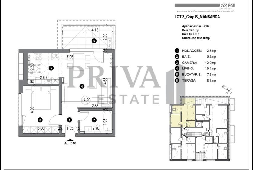 Apartament 2 camere, bucatarie inchisa, parcare inclusa, lift