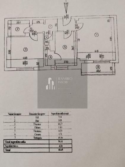 Apartament 2 camere, Rahova/str Vicina, decomandat, 56mp