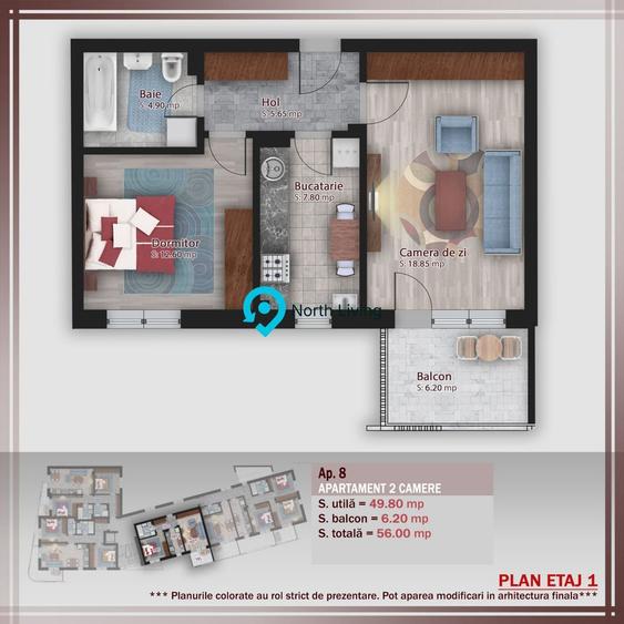 Apartament 2 camere | Proiect boutique | Stefan cel Mare