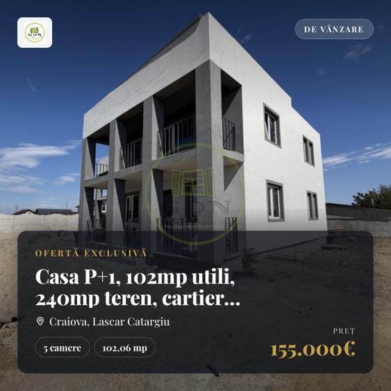 Casa P+1, 102mp utili, 240mp teren, cartier Lascar Catargiu