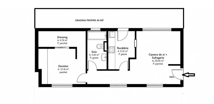 Apartament 2 camere finisat, 51 mp, gradina 40 mp str Sub Cetate - 9