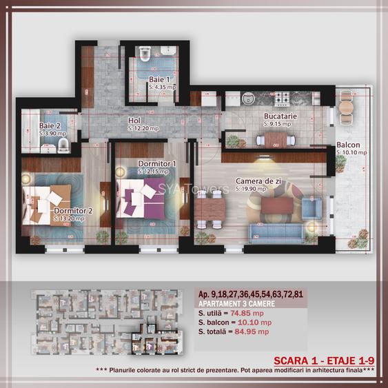 3 camere Family | Spatios | Terasa | Discount parcare 50% | Theodor Pallady - 1
