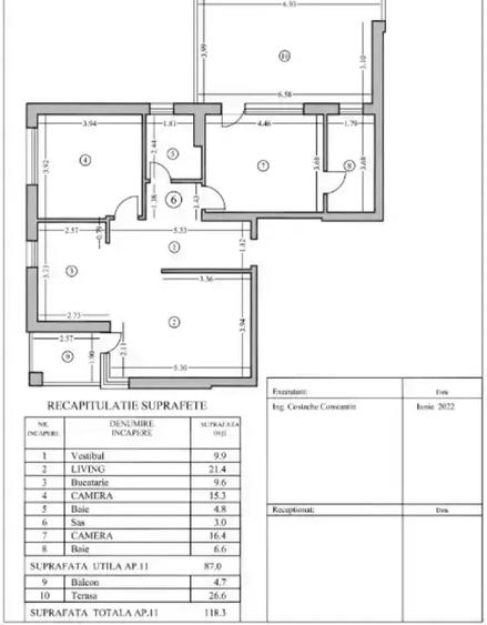 Apartament 3 camere, terasa 26,60mp| 5 min Metrou Unirii | Comision 0%