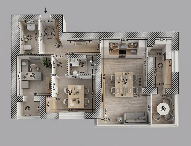 Spatiu birouri 3 camere, 2 bai, 100mp, 8 locuri parcare, centrala proprie, imobi