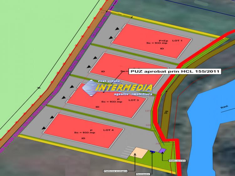 Teren Industrial de vanzare loturi de cate 3350 mp cu PUZ si utilitati in zona
