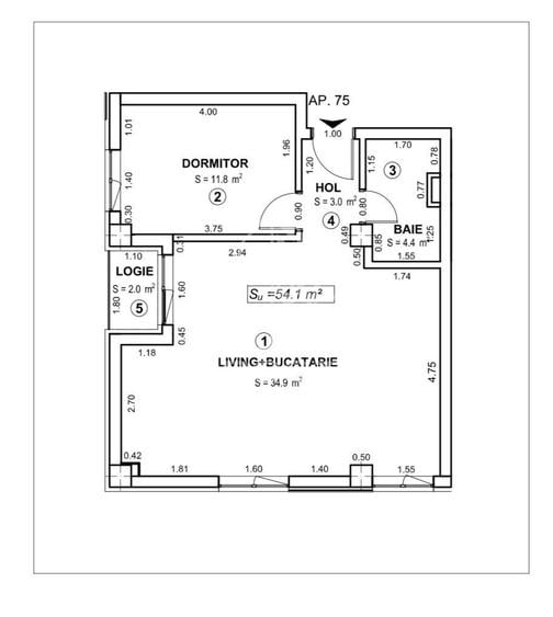 Apartament cu 2 camere open space Torontalului