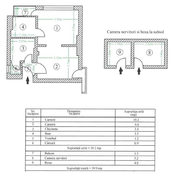 Apartament 2 camere configurat tip Garsoniera Dubla