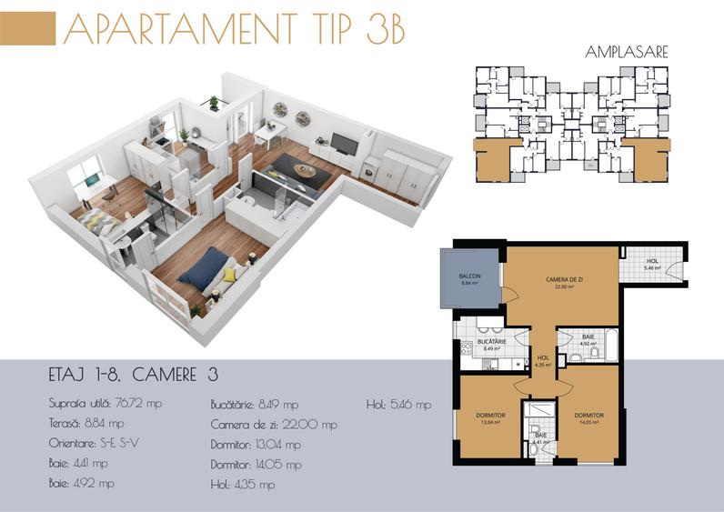 Ap 3 cam, finisat cu parcare subterana si TVA incluse in pret, ansamblu deosebit - 17